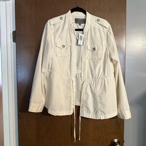 Torrid Cream Lightweight Twill Peplum Jacket